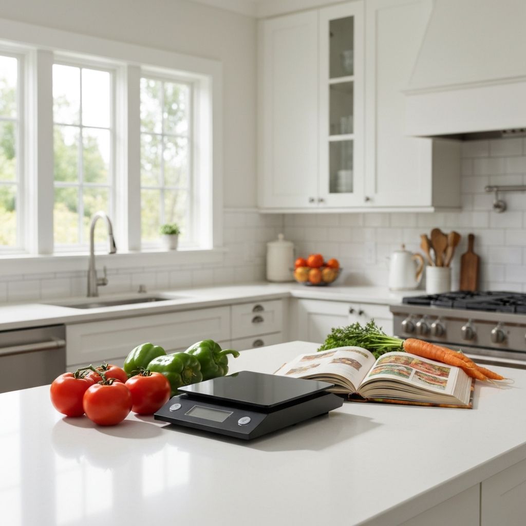 Cocina organizada con báscula